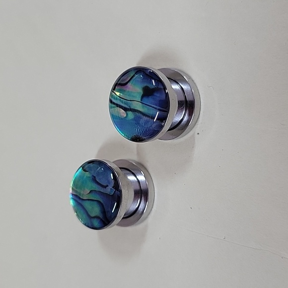 🔥LAST PAIR🔥 Galaxy Mother of Pearl Style Plug Gauges, 10mm, stainless steel - Picture 7 of 8
